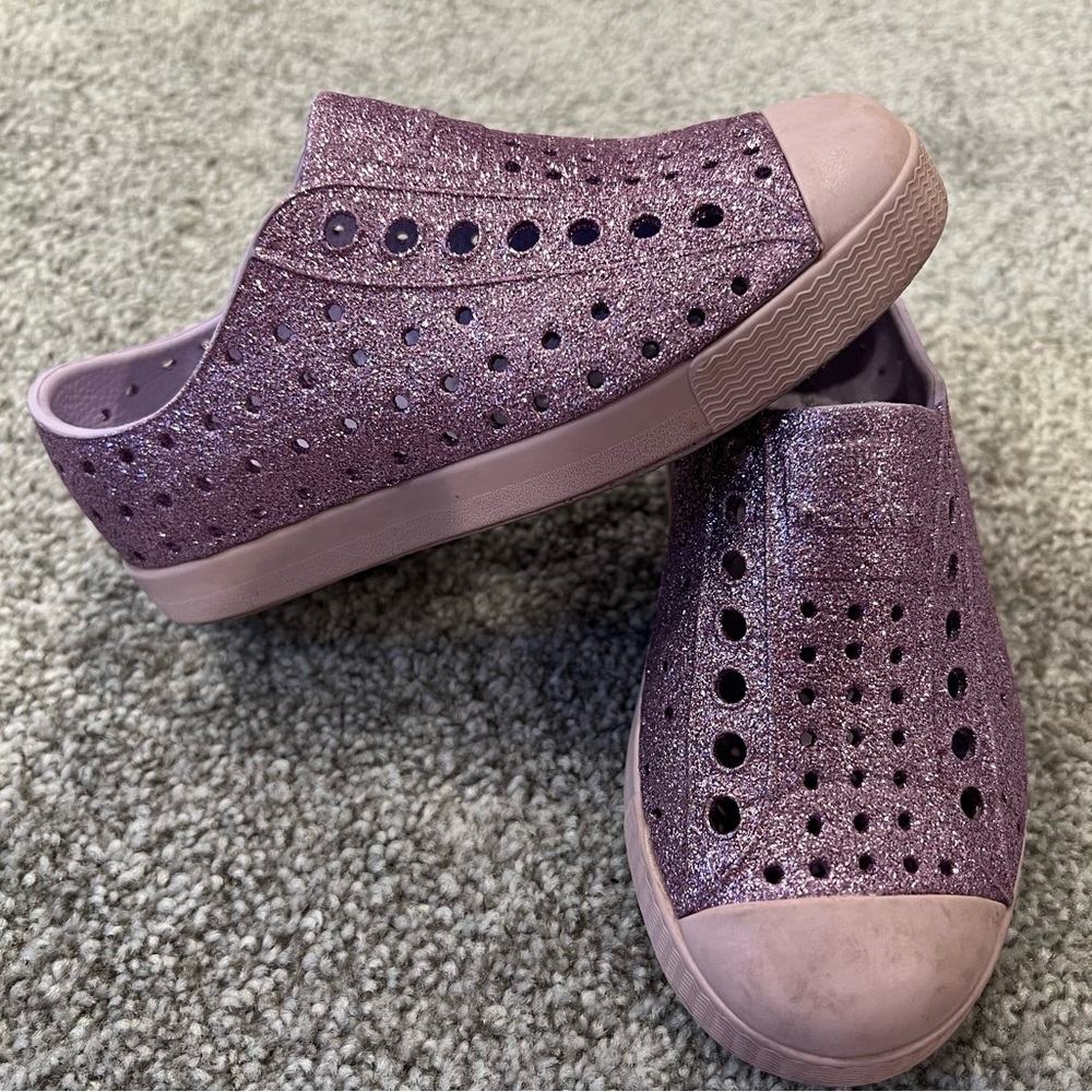 Purple Glitter Native Shoes Size 9 Toddler
